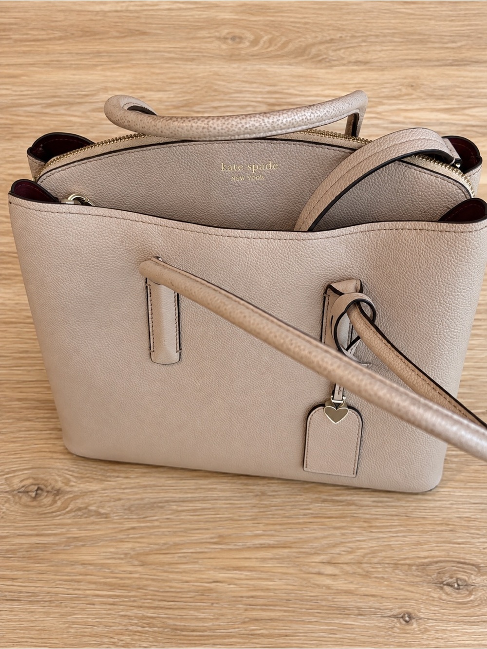 Kate Spade light taupe pebble structured tote
